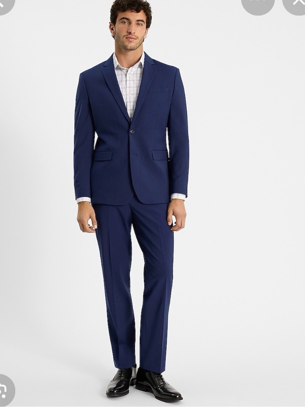 Blue mens 2 piece suit blazer pants slim express 36 30 32 worn once